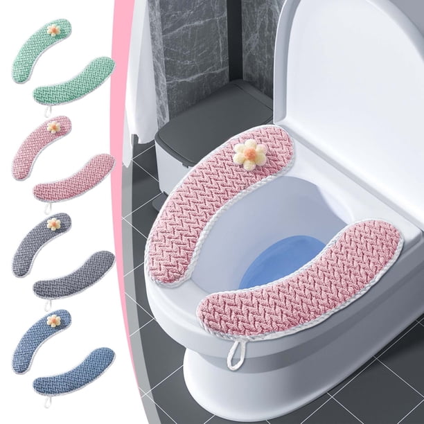 Asiento de Inodoro Universal de Punto de Invierno con Asa, Aro de Inodoro Grueso, Lavable y Reutilizable para Mayor Comodidad En El Hogar, Funda para Inodoro para Estaciones Frías.