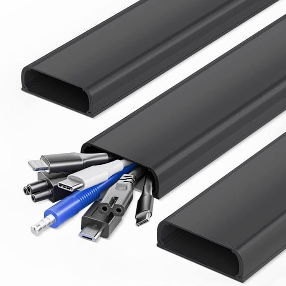 LazySpin 47.3" Large Cord Cover 2.36"Wx0.79"H, Black