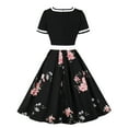 thumbnail image 2 of IBTOM CASTLE Women's 1950s Vintage Wedding Audrey Hepburn Style Cocktail Swing Dresses for Evening Prom Tea Party Clothes 3XL Black & Flower, 2 of 8