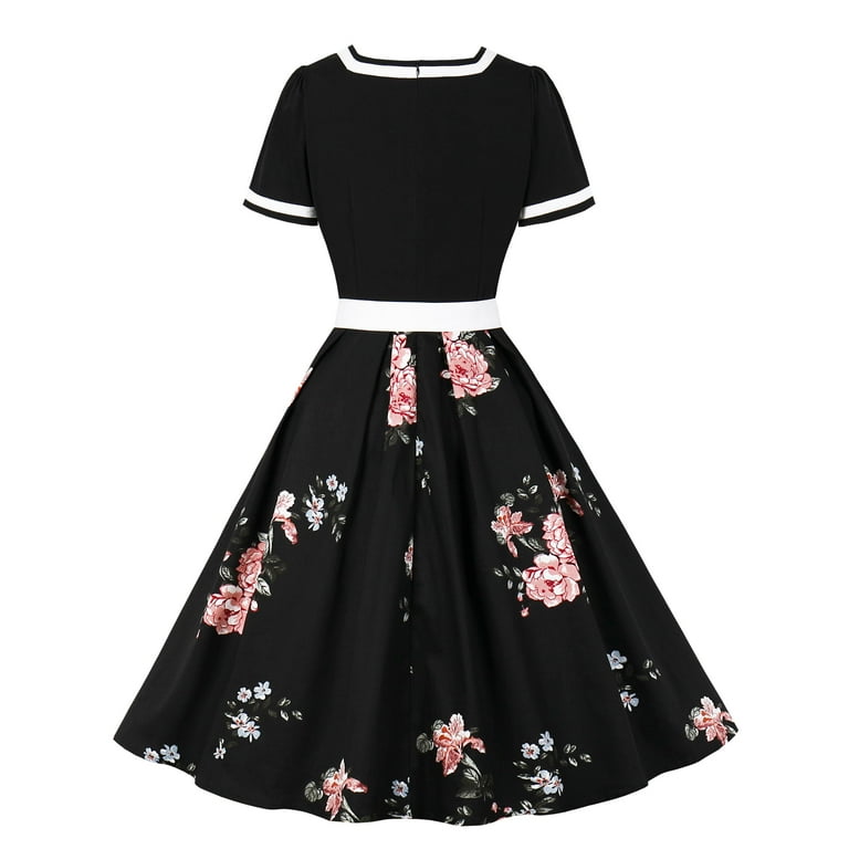 black western dress for women 1950s Black and White Dress wedding guest dress Audrey hepburn style B   MJcostume