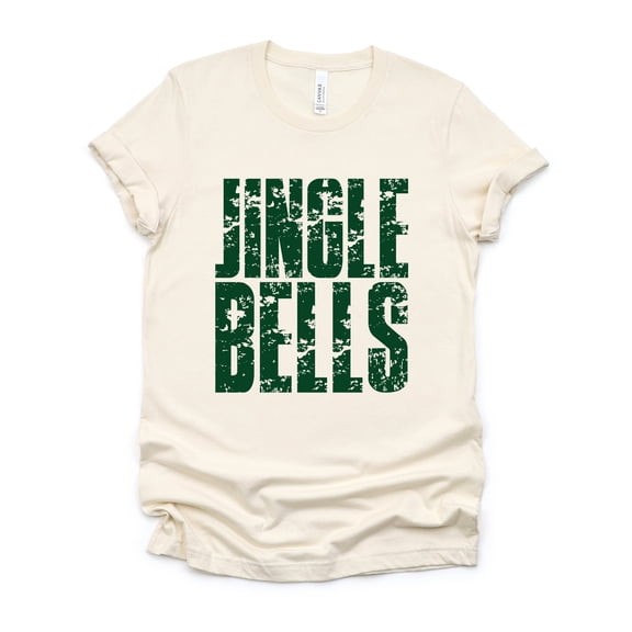 Jingle Bells Block Distressed - Womens Short Sleeve Graphic T-Shirt