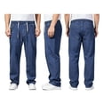 thumbnail image 3 of MELDVDIB Mens Jeans Pant Baggy Drawstring Elastic Waisted Wide Leg Pants Casual Solid Color Stretch Comfy Lounge Trousers with Pockets Blue XL, 3 of 6