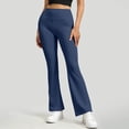 thumbnail image 3 of MXUIKV Leggings Pants for Women Slim Fitted Micro Flare Stretchy Elastic High Waist Yoga Trousers(Medium,Dark Blue), 3 of 5