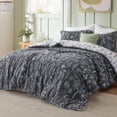 thumbnail image 2 of Juego de edredón Bedsure California King gris oscuro con estampado floral, 2 of 7