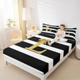 thumbnail image 3 of Erosebridal Cartoon Initial L Bed Sheets for Girl, Stripes Lines King Sheets, 4pcs, 3 of 5