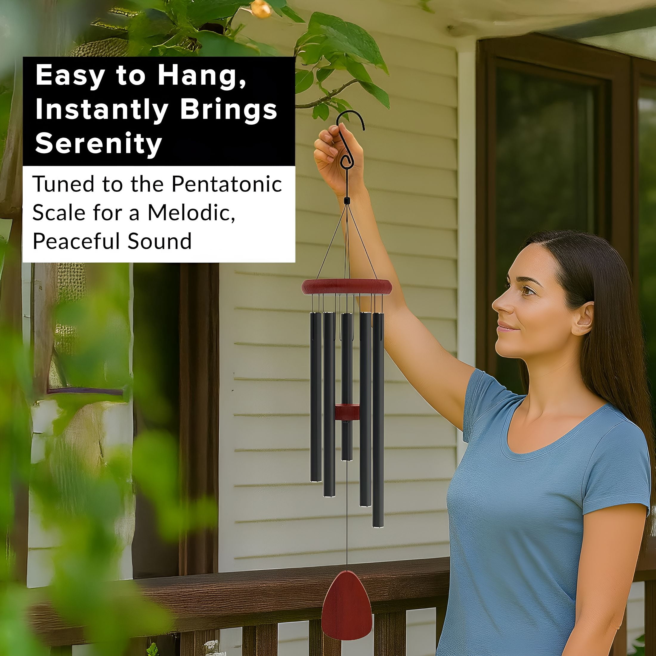 XIBUFE Wind Chimes for Outside - 37" Large Deep Tone Wind Chimes, Elegant Black Aluminum Windchimes Outdoors, Memorial Gift for Mom, Garden & Patio Decor