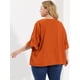 thumbnail image 5 of Women's Plus Size Ruffle Blouse V Neck Smocked Sleeves Top Caramel 2X, 5 of 6