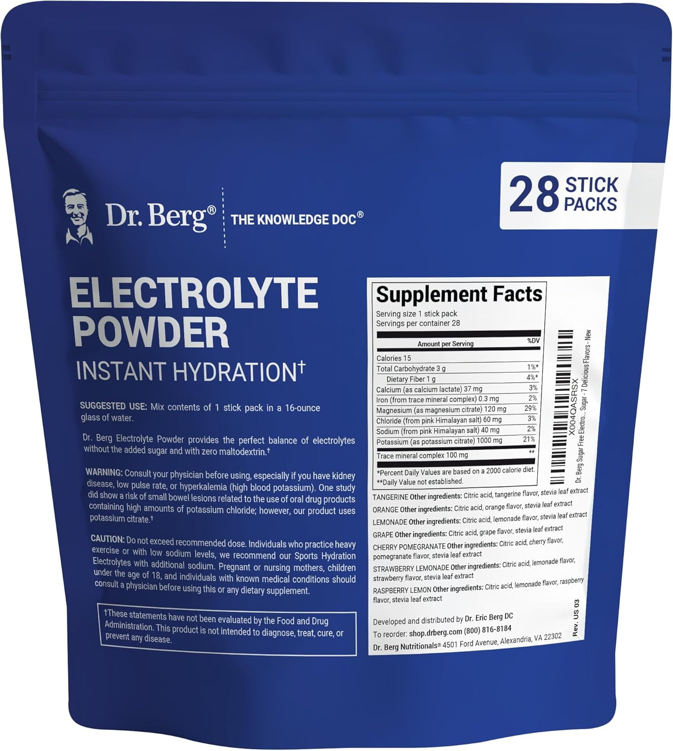 Dr. Berg Electrolyte Powder - Variety Pack, 28 Electrolytes Powder Hydration Packets
