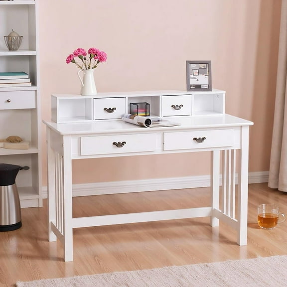 Resenkos Home Office Writing Desk with 4 Drawer Computer Study Table, Home Office Desks, Gaming Computer Desks for Study,Working,Writing