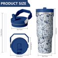 thumbnail image 4 of Leopard Print 30oz Handheld Travel Tumbler with Handle – Double Wall Stainless Steel Insulated Cup, Flip Straw Lid, Leak-Proof & BPA-Free for Hot and Cold Drinks – Durable Coffee & Juice Mug White, 4 of 6