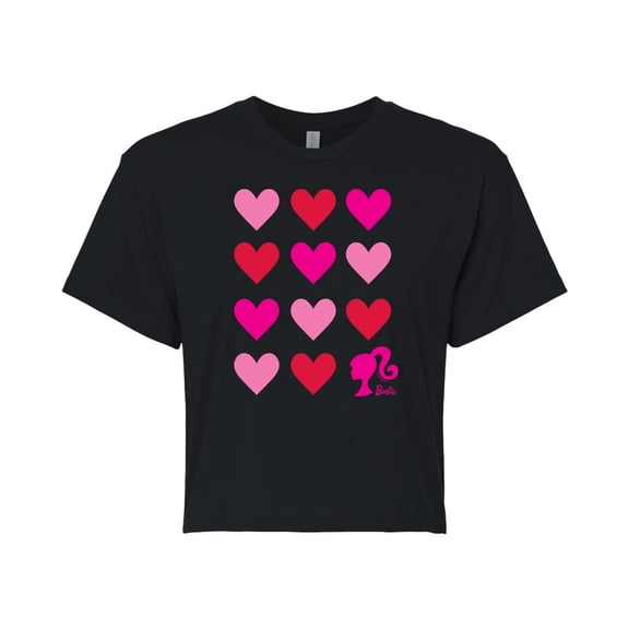 Barbie - Heart Grid - Juniors Cropped Graphic T-Shirt