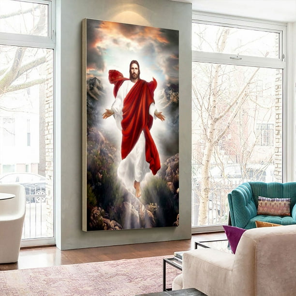 Lxmsja Pintar por Numeros Jesús Adultos con Marco, DIY Cuadros para Pintar Cordero Colorear por Números Lienzos, Pintura Acrilica Manualidades Adulto Decoracion Hogar Pared 20x30cm