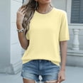thumbnail image 5 of Womens Crew Neck Short Sleeve Sweaters Lightweight Knitted Pullover Summer Casual Basic Clothes Yellow M, 5 of 7