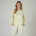 thumbnail image 2 of Women's Woven Pajama Set with Long Sleeve Button-Up Top Elastic Cuff Sleeves and Relaxed Gingham Print Lounge Pants - Green, Small, 2 of 7