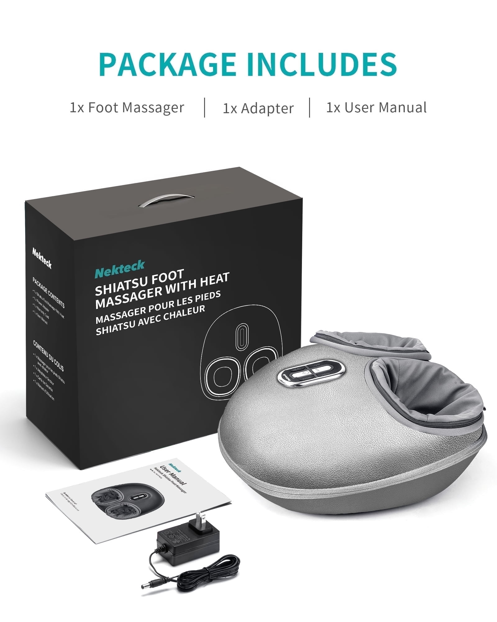 Nekteck Foot Massager with Heat, Shiatsu Foot Massage Machine with for Plantar Fasciitis, Neuropathy, Circulation, Fathers Day Gifts for Men, Women