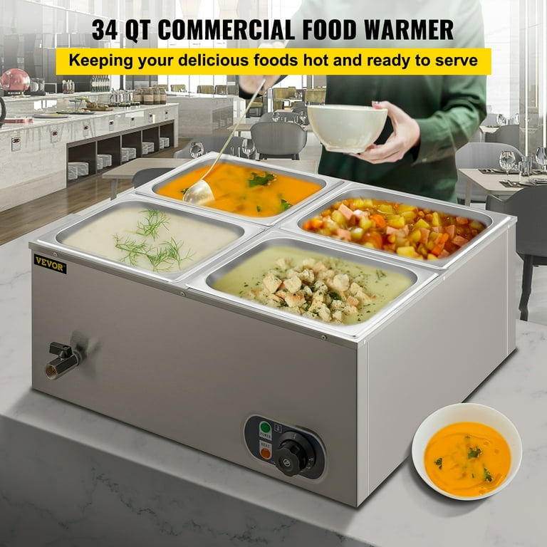 Food Mill VEVOR Commercial Food Warmer, Pan Electric Steam Table