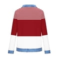 thumbnail image 4 of Dazajoo Oversized Colorblock Sweatshirts for Women Long Sleeve Denim Patchwork Pullover Tops Casual Y2k Striped Graphic Shirts,Wine,XXL, 4 of 5