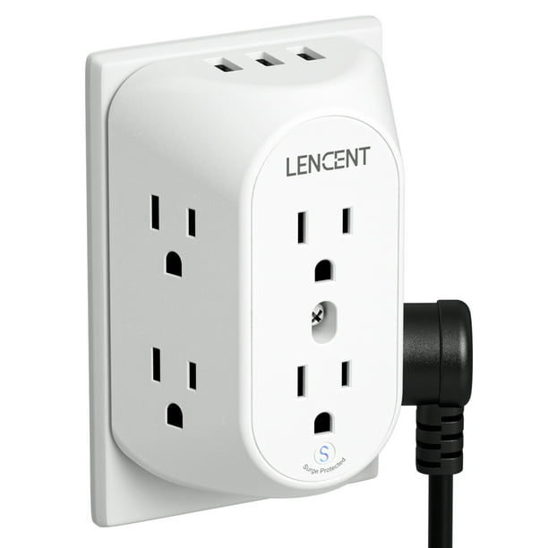 LENCENT 2 Prong Power Strip with 3 USB, 3 to 2 Prong Grounding Outlet