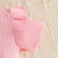 thumbnail image 6 of Bobifish Toddler Girls Outfit Sets Ribbed Knit Short Sleeve T Shirt And Flower Print Suspenders Shorts Summer Kids Girls Sets, 6 of 7