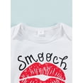 thumbnail image 4 of Newborn Baby Girl Valentine's Day Outfit Short Sleebe Lip Print T-Shirt Top Heart Shorts Headband 3Pcs Clothes Set, 4 of 7