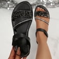 thumbnail image 6 of Willtoo Women's Sparkly Rhinestone Flat Sandals, Glitter Dressy Summer Shoes, Adjustable Hook and Loop Strap Sandals for Wedding Party Beach, 6 of 6