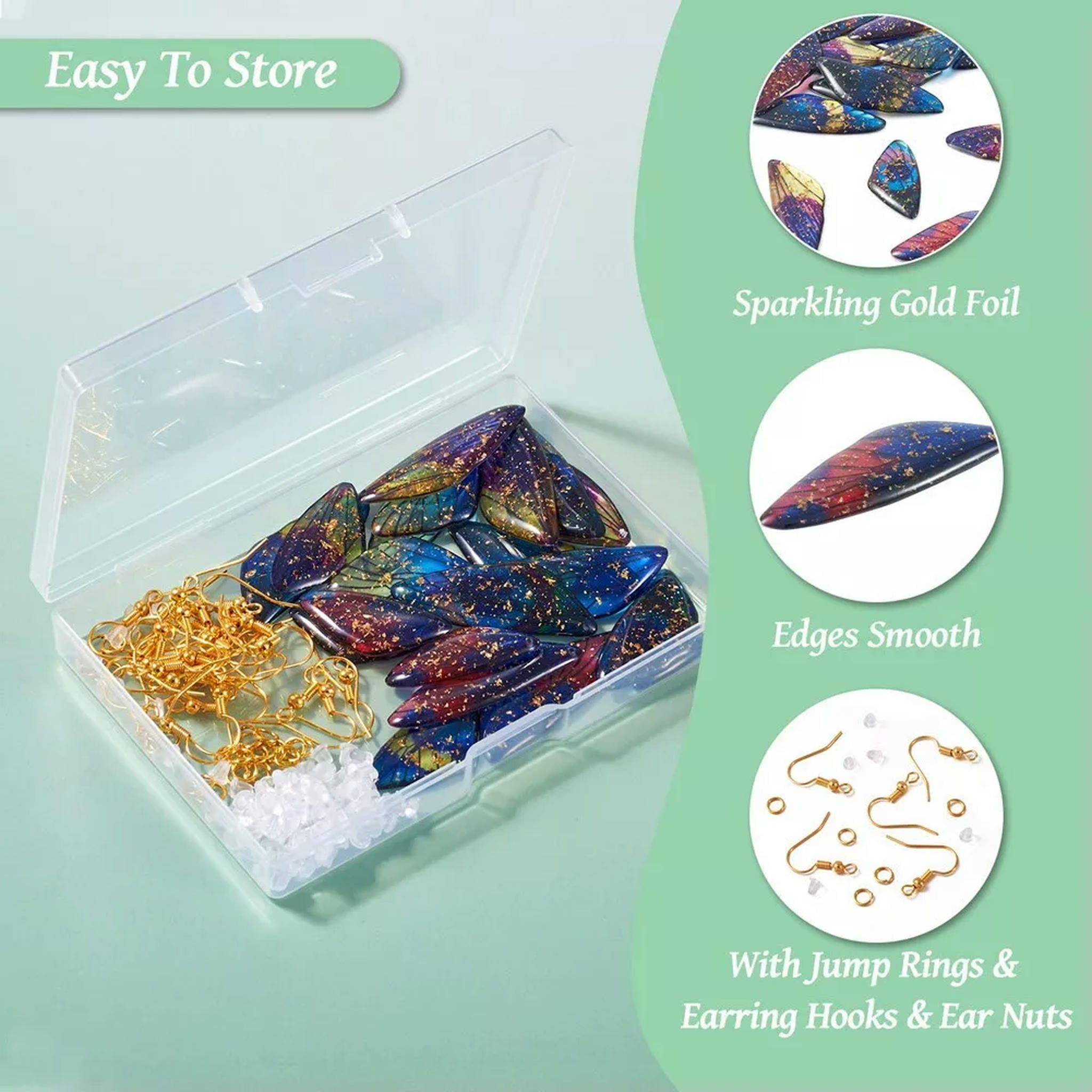 U8MO 1 Box DIY Butterfly Resin Dangle Earring Making Kit DIY Jewelry Findings 30x15mm