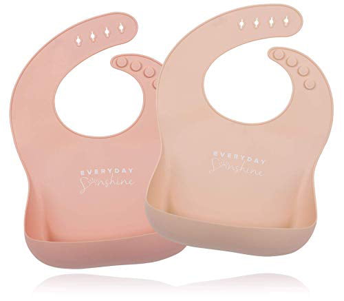 New Pink cm Waterproof 20x26 Soft,Foldable Silicone Baby Bib w Pocket,Hook 