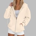 thumbnail image 2 of vigerkar Zip Up Hoodie Women 2026 Y2K Long Sleeve Zipper Crop Sweatshirts Winter Casual Comfy Track Jackets with Pockets Streetwear Style (Beige, XL), 2 of 7