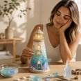 thumbnail image 3 of DIY Sea Glass Lighthouse Kit, 3D Glowing Art Coastal Decor with LED Adult DIY Nautical Craft Decor Gift, 3 of 8