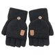thumbnail image 2 of Guantes sin tapa abatible que hacen punto, gruesos, flexibles, cálidos, de medio para mujeres, niñas, damas, deportes al aire Negro Soledad guantes sin dedos, 2 of 8
