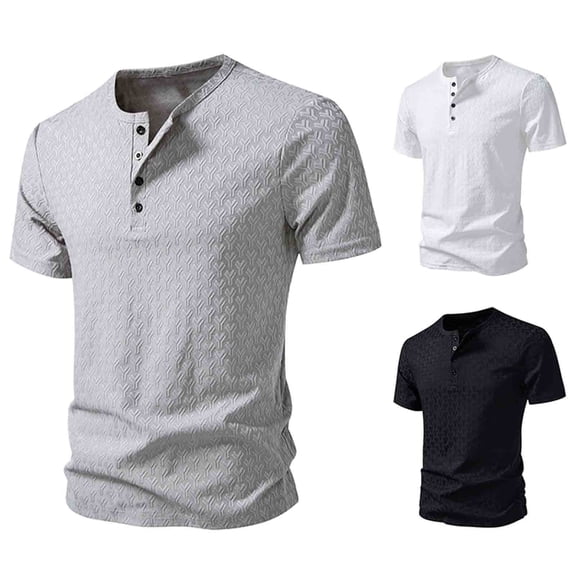 FRSASU Men's Muscle T-Shirt Bodybuilding Gym Tee Short Sleeve Button Casual Work Athletic Workout Tee Tops White-A