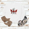 thumbnail image 4 of Women Canadian Maple Leaf Print Round Neck Long Sleeve Casual Hoodie, 4 of 5