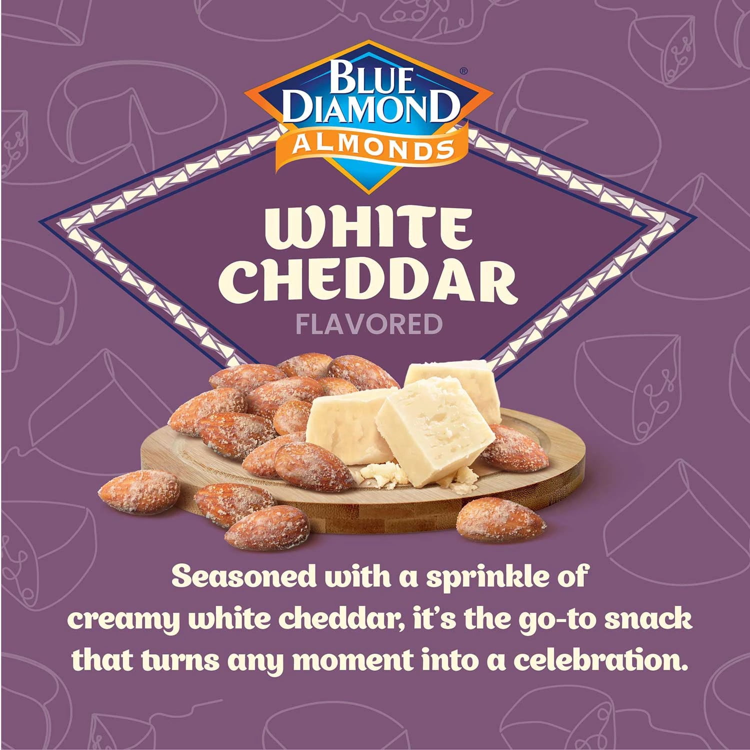 Blue Diamond Almonds White Cheddar Flavored Snack Almonds, 40 oz Resealable Bag