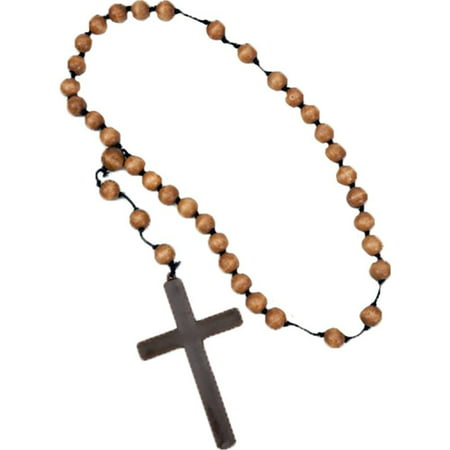 Monk Cross with Wooden Rosary Beads, Wood By Forum Novelties