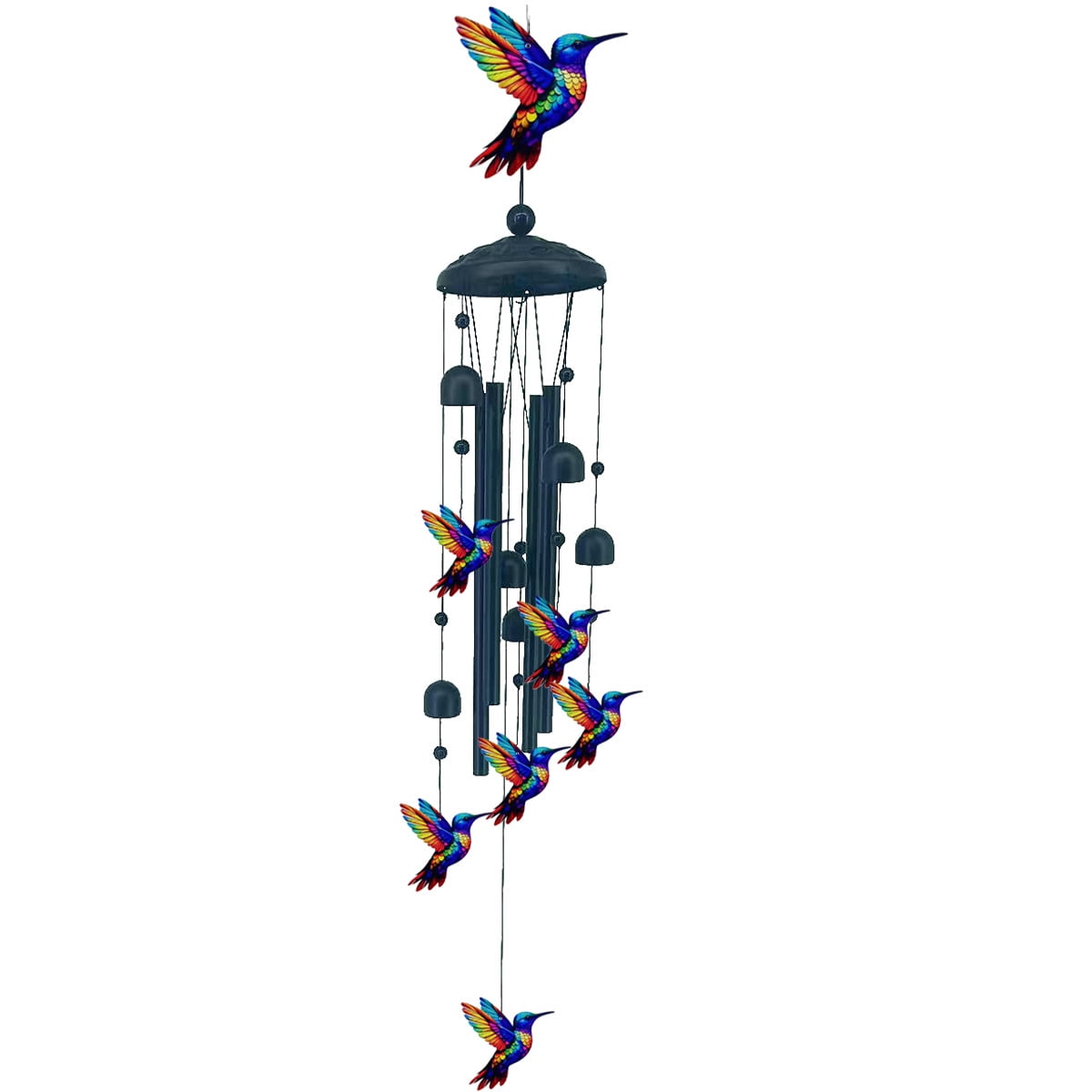 Vintage Colorful Hummingbird Wind Chime Aluminum Alloy Metal Bells Outdoor Hanging Garden Decor for Patio Yard Porch 1 Pc