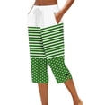 thumbnail image 2 of Zysthvn Casual Women Capri Straight Leg Cropped Polka Dot Striped Summer Pants for Women Loose with Pockets Button Drawstring, 2 of 5