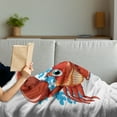 thumbnail image 3 of Crabs Soft Flannel Fleece Blanket, Cartoon Style Aquatic Animal with Blue Coral Reef in the Back Marine Mascot, Cozy Plush for Indoor and Outdoor Use, 50" x 70", Red Blue Pale Orange, by Ambesonne, 3 of 5