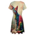 thumbnail image 5 of Fantasy Harlequin Cats Flower Sundress Short Sleeve Dress Summer Women Clothes Dress for Women Dresses, 5 of 7