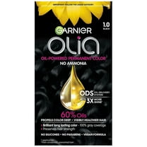 Garnier Olia Oil Powered Ammonia Free Permanent Hair Color, 1.0 Black 1.0 set Pack of 2