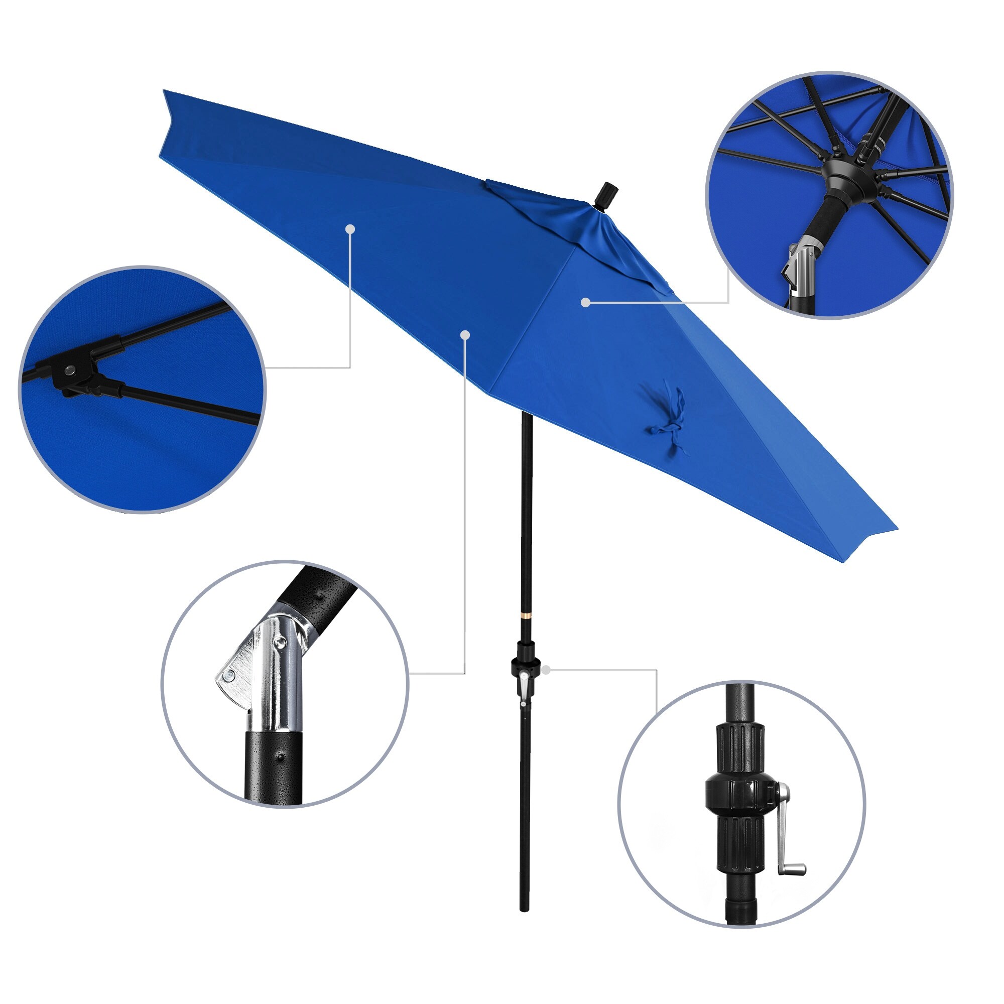 California Umbrella 9' Patio Umbrella in Royal Blue - image 2 of 5