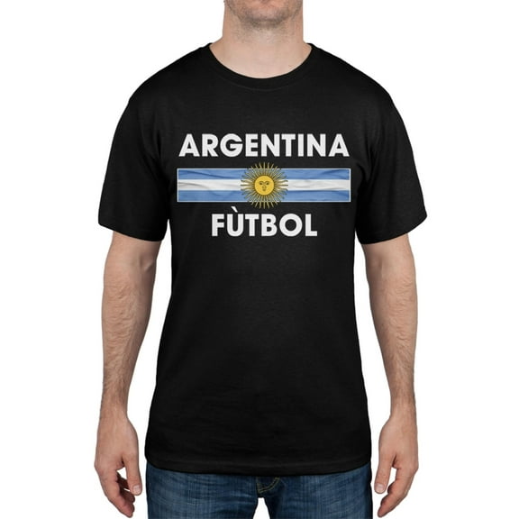 World Cup Argentina Crest Black Futbol Soccer T-Shirt - 2X-Large