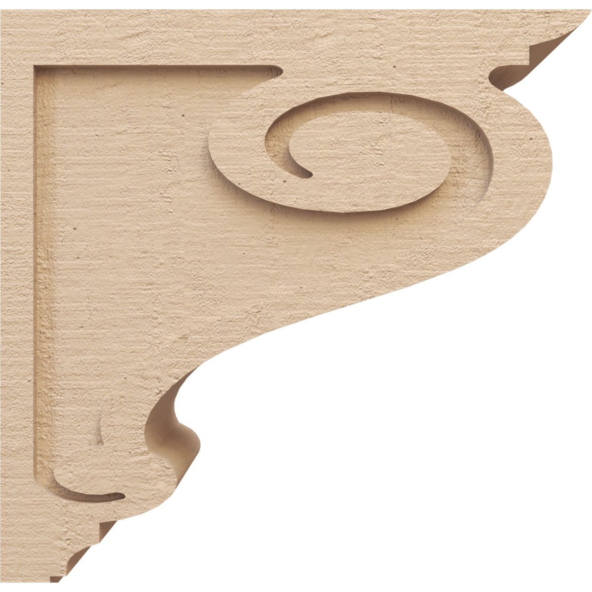 9"W x 18"D x 18"H Classic Scroll Rough Cedar Woodgrain TimberThane Corbel, Primed Tan