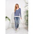 thumbnail image 4 of Camisas casuales de manga larga a rayas de punto elástico para mujer 2 en 1 blusa de otoño túnica TopsJeans Blue StripeSmall, 4 of 5