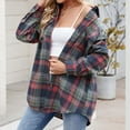 thumbnail image 2 of frariair Women's Casual Fashion Loose Plaid Pocket Button Shirt Autumn and Winter Womens Zip Up Jacket Fleece Hooded Jackets Oversized Trench Coat Cardigan Coat Outwear, 2 of 5