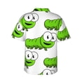 thumbnail image 3 of Cute Cartoon Green Caterpillars Hawaiian Shirts For Men, Summer Short-Sleeve Relaxed-Fit Button-Down Shirts Medium, 3 of 9