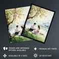 thumbnail image 3 of Summer Romance Watercolour Painting Picnic By The Lake Under A Cherry Blossom Tree Bedroom Art Artwork Framed Wall Art Print A4, 3 of 5
