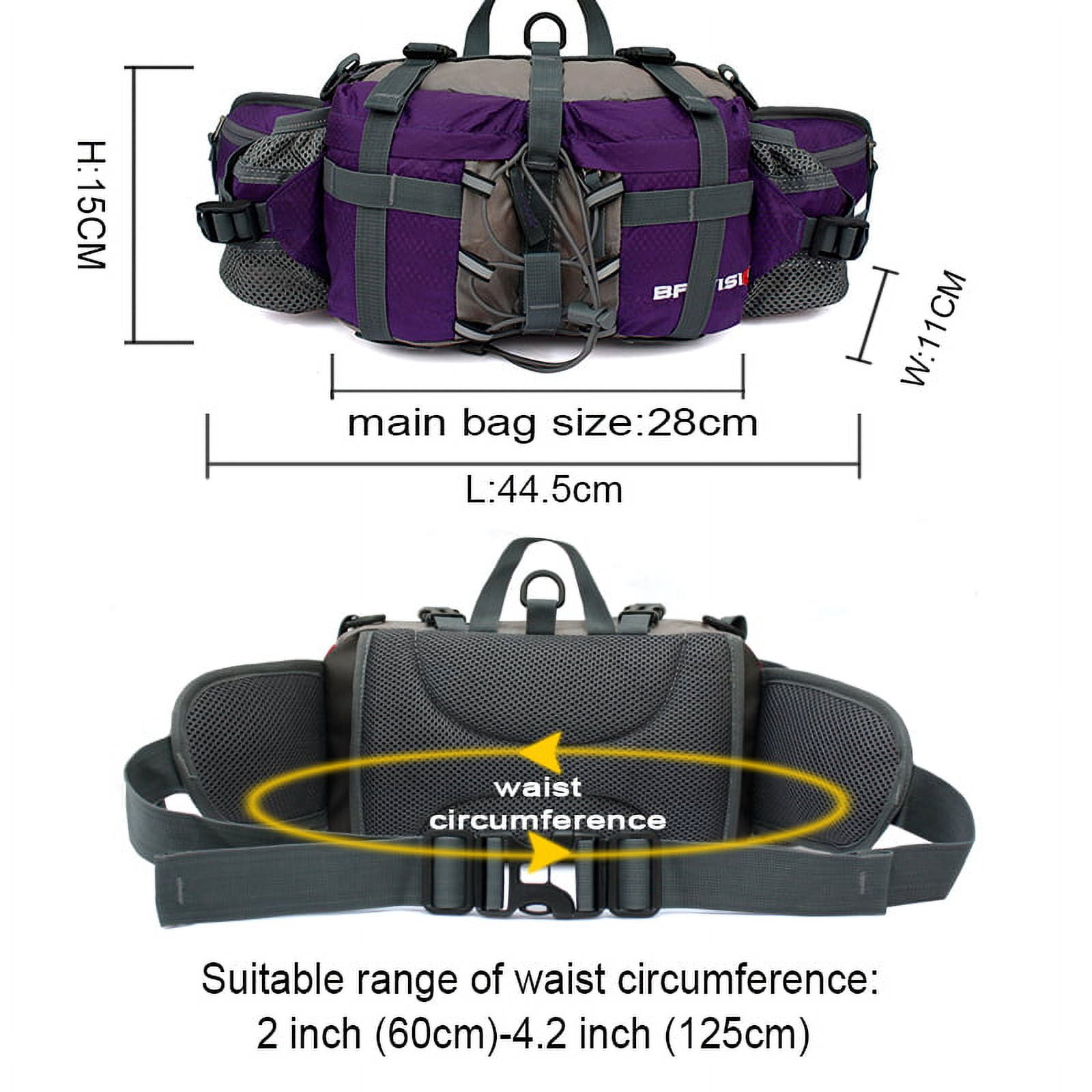 Running Bags for Men Women Outdoor Fanny Pack Waterproof Hiking Camping Biking Waterproof Waist Pack with 2 Water Bottle Holder
