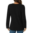 thumbnail image 5 of safuny V Neck Long Sleeve Shirts for Women Casual Fall Tops Lightweight Tunic Sweaters Fashion Solid Color Clothes Black _s XXL, 5 of 5