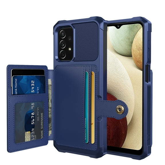 Mantto Back Folio Cover for Samsung Galaxy A13 Wallet Case 5G/4G, PU Leather Kickstand Credit Card Holder Slots Case, Magnetic Absorption Durable Shockproof Cover, Darkblue