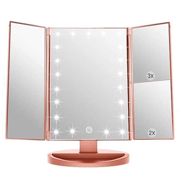 Espejo de maquillaje Vanity Infitrans, 3 pliegues, con 21 luces LED